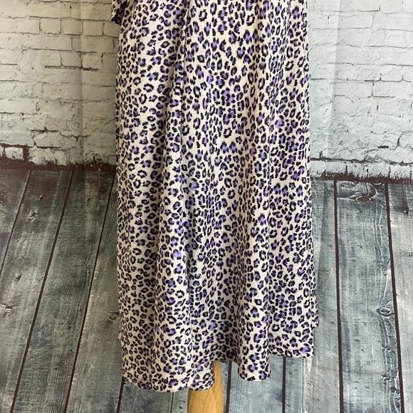 Folly PDX Sarah Bibb Dress Cheetah Short Sleeve Tie Waist M Office Portland - Picture 11 of 16